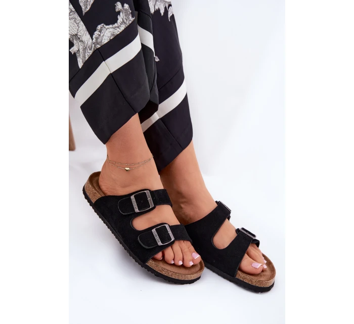 Semišové Dámské Sandały S Přezkami Big Star RR274A390 Černé Semišové Dámské Sandały S Přezkami Big Star RR274A390 Černé