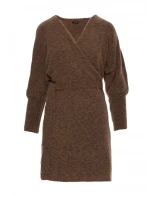 model 21484554 Zavinovací svetrové šaty s vázáním karamelové - Moe model 21484554 Zavinovací svetrové šaty s vázáním karamelové - Moe