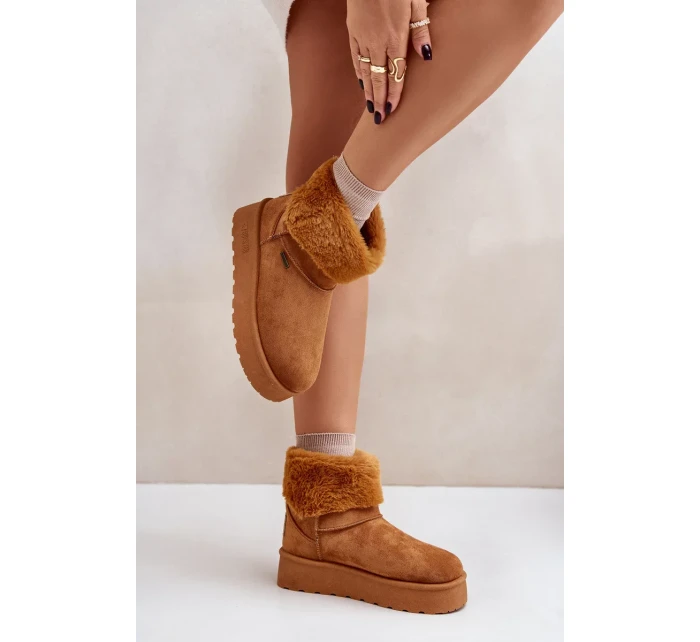 Sněhule na platformě s kožíškem Big Star OO274A106 Camel