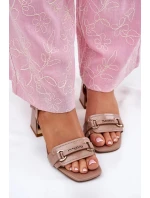 Dámské lakované kožené sandály na sloupku - béžové Mevonelle Dámské lakované kožené sandály na sloupku - béžové Mevonelle