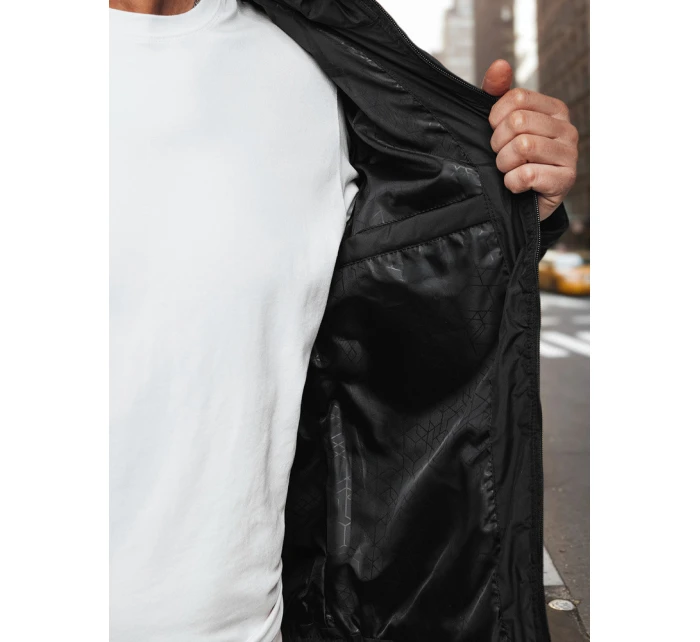 Pánská přechodná prošívaná bunda s kapucí černá FashionStreet TX5003 Pánská přechodná prošívaná bunda s kapucí černá FashionStreet TX5003