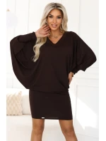 model 21481269 Pohodlné šaty s dlouhými rukávy čokoládové - numoco model 21481269 Pohodlné šaty s dlouhými rukávy čokoládové - numoco