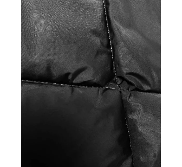 Černá zimní bunda s límcem (LHD-23021)