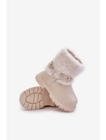 Eko Kožené Boty Pro S Kožíškem A Přezkami Béžové model 21678938 - Boto Eko Kožené Boty Pro S Kožíškem A Přezkami Béžové model 21678938 - Boto