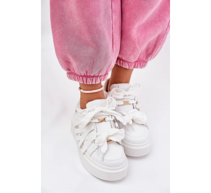 Eko Kožené Tenisky Na Platformě Bílé Penolle Eko Kožené Tenisky Na Platformě Bílé Penolle