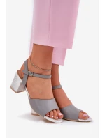 Dámské sandály na podpatku Vinceza 20275 šedé