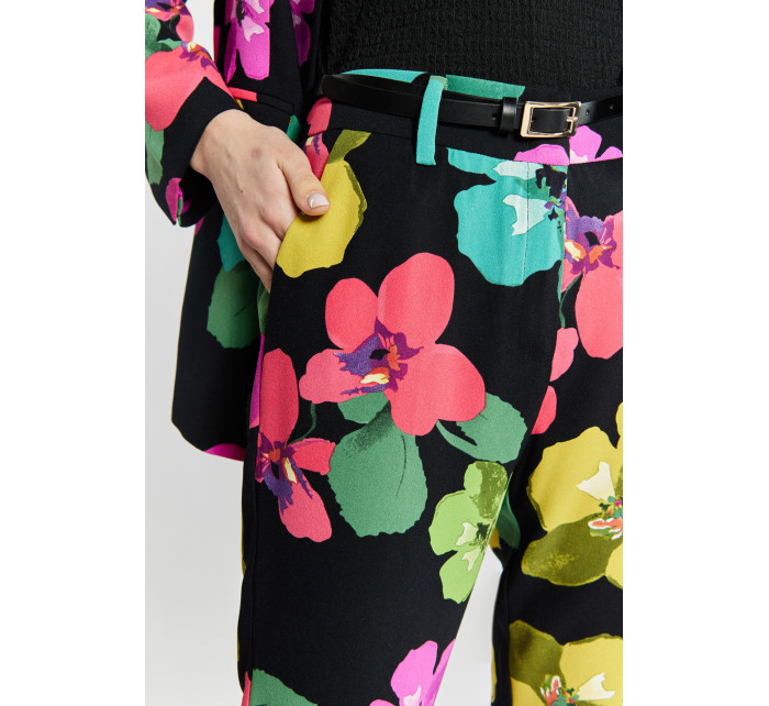 Monnari Elegantní kalhoty Dámské květinové kalhoty Multicolor