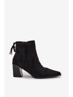 Dámské botky na podpatku s vázáním Halisse – černé Dámské botky na podpatku s vázáním Halisse – černé