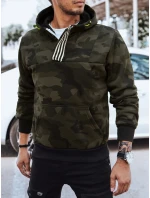 Pánská mikina s kapucí moro zelená model 21970372 - Dstreet