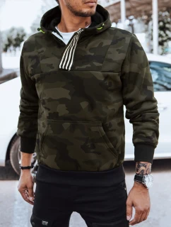 Pánská mikina s kapucí moro zelená model 21970372 - Dstreet