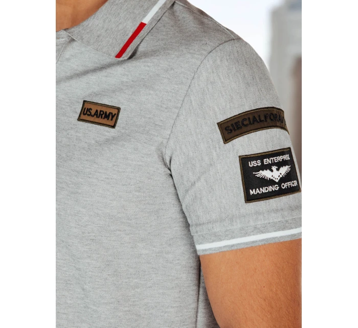 Pánská polokošile s nášivkami šedá FashionStreet PX0633