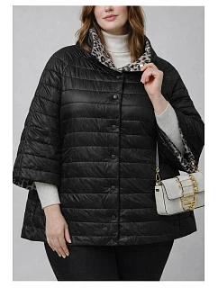 Dwustronna kurtka damska plus size z rękawem 3/4 Goodlookin czarna/panterka (M6-6308-1)