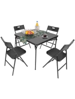 STOLEK PRO CATERING KOMPAKTNÍ STOLEK 86,5x86,5x71 cm a 4 SEDÁTKA ČERNÝ