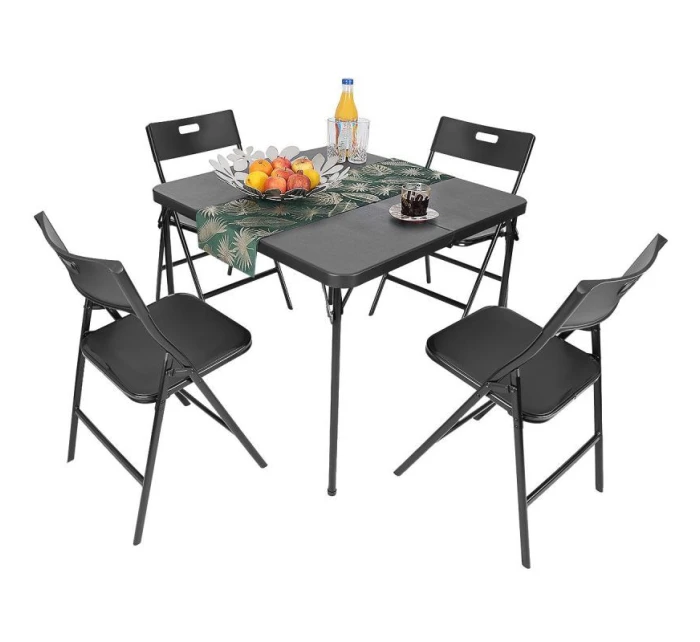 STOLEK PRO CATERING KOMPAKTNÍ STOLEK 86,5x86,5x71 cm a 4 SEDÁTKA ČERNÝ