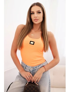 Dámská pruhovaná top s ozdobnou nášivkou jasně oranžová