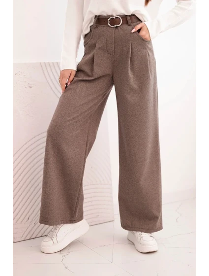 Dámské kalhoty s širokou nohavicí a páskem fango Dámské kalhoty s širokou nohavicí a páskem fango