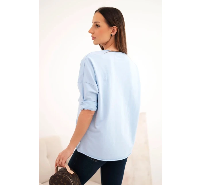Dámská bavlněná košile s dlouhým rukávem a srdíčky modrá