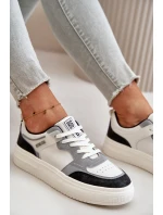 Dámské Nízké Tenisky Z Eko Kůže Big Star OO274028 Bílá-Šedá Dámské Nízké Tenisky Z Eko Kůže Big Star OO274028 Bílá-Šedá