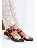 Kožené Elegantní Dámské Sandály model 21691677 Zlaté - S.Barski