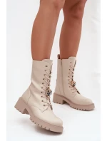 Dámské workery s přezkami Medvídek Srdce Béžové model 21744667 - Boto Dámské workery s přezkami Medvídek Srdce Béžové model 21744667 - Boto