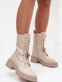 Dámské workery s přezkami Medvídek Srdce Béžové model 21744667 - Boto