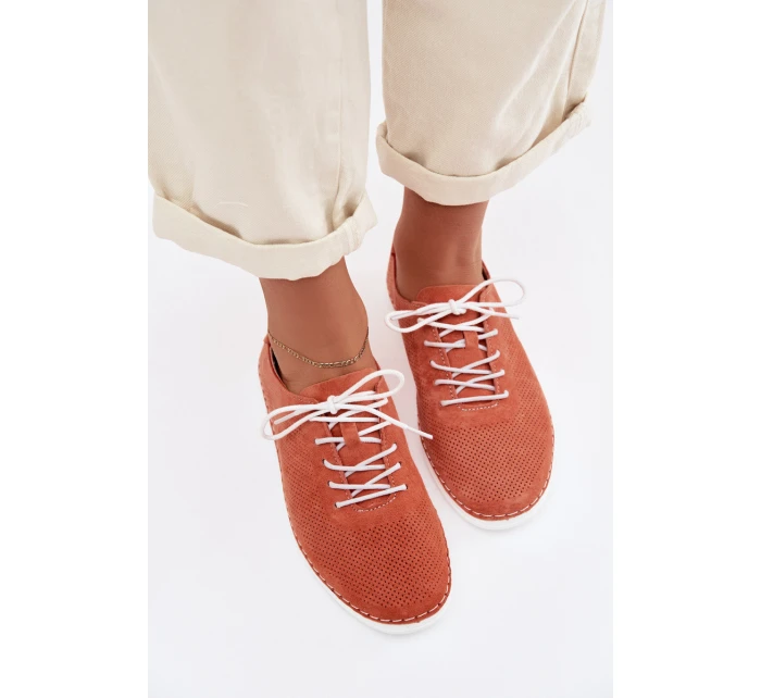 Dámské polobotky z přírodního semiše S.Barski LR61-7080 Oranžové