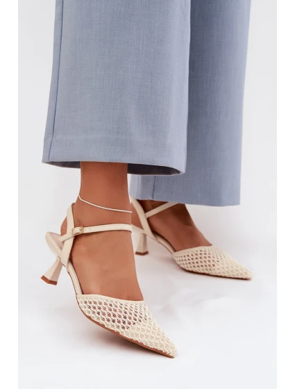 Dámské sandály na podpatku s světle béžové model 22027920 - Boto