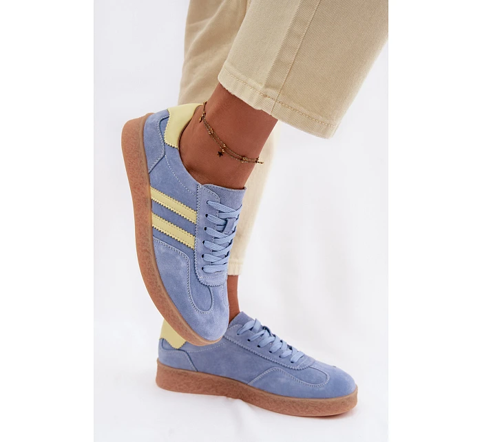 Kožené semišové dámské tenisky model 22101256 Modré - S.Barski Kožené semišové dámské tenisky model 22101256 Modré - S.Barski