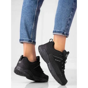 Pěkné dámské  trekingové boty černé bez podpatku