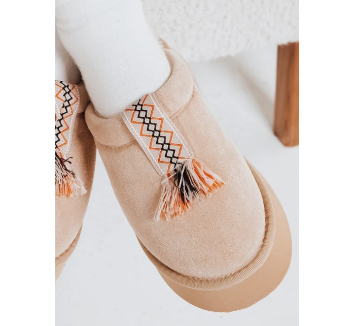 Dámské zateplené žabky light beige FashionStreet ZY1300