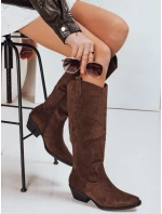 Dámské semišové hnědé kovbojské boty Dstreet model 21995226 - FashionStreet