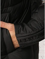 Pikowana kurtka damska z futrzanym kapturem czarna FashionStreet TY5892