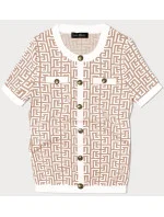 Béžová dámská úpletová halenka s krátkými rukávy (009) Béžová dámská úpletová halenka s krátkými rukávy (009)