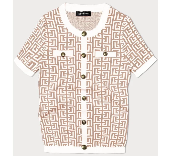 Béžová dámská úpletová halenka s krátkými rukávy (009) Béžová dámská úpletová halenka s krátkými rukávy (009)