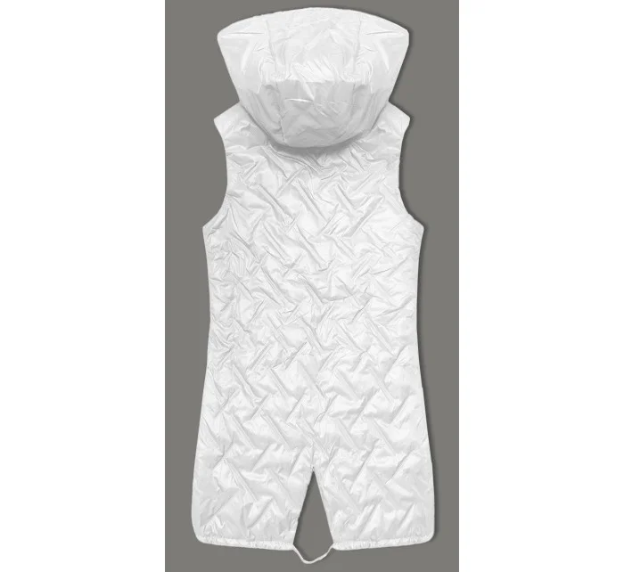 Bílá dámská prošívaná vesta s kapucí model 20970120 - S'WEST