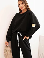 Dámský set máslový s volnou mikinou a kalhotami s nápisem LOVE černý