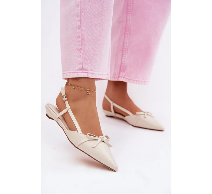 Dámské sandály z imitace kůže na nízkém podpatku světle béžové Jelmera