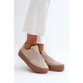Dámské semišové tenisky Zazoo na platformě béžové