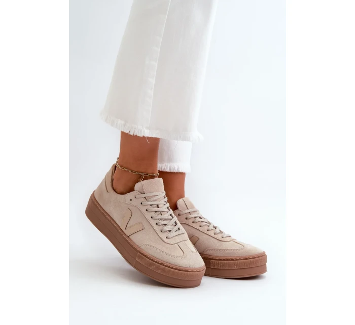 Dámské semišové tenisky Zazoo na platformě béžové Dámské semišové tenisky Zazoo na platformě béžové