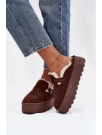 Dámské sněhule Jessina na platformě s kožešinou a sponou – čokoládové Dámské sněhule Jessina na platformě s kožešinou a sponou – čokoládové