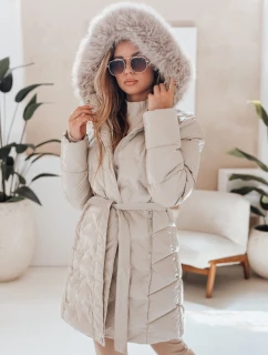 Dámská zimní bunda CASSERIE prošívaná s kapucí světle béžová FashionStreet TY4926