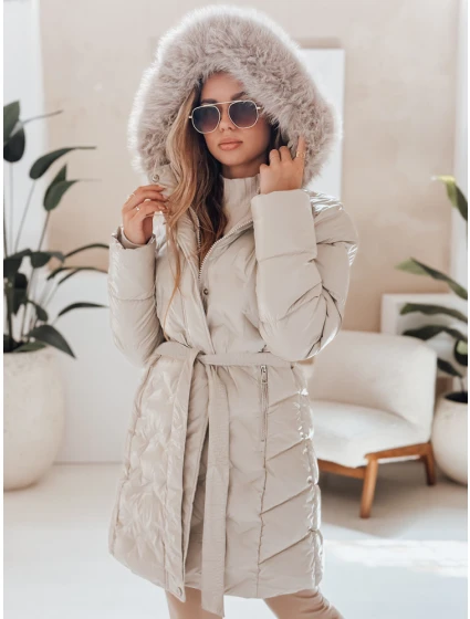 Dámská zimní bunda CASSERIE prošívaná s kapucí světle béžová FashionStreet TY4926