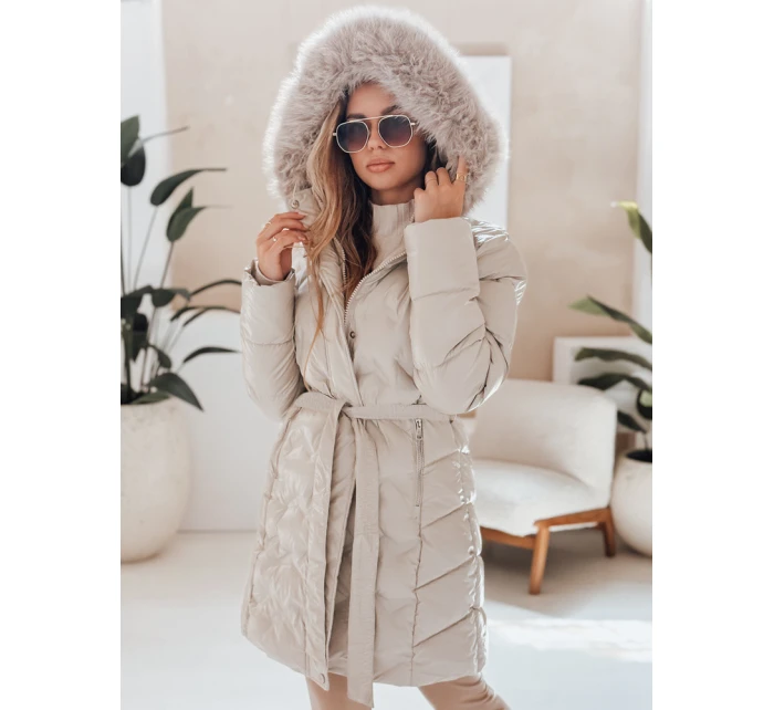 Dámská zimní bunda CASSERIE prošívaná s kapucí světle béžová FashionStreet TY4926