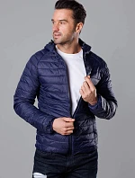 Pánská prošívaná bunda s kapucí tmavě modrá (HM112-4)