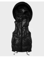 Krótki bezrękawnik damski z odpinanym kapturem Goodlookin czarny (B8258-1)