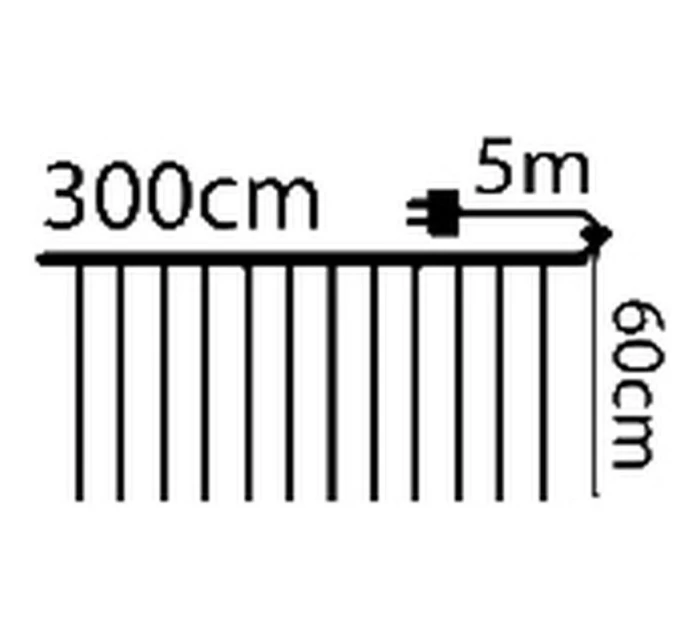 VÁNOČNÍ STROMEK SVĚTLA VENKOVNÍ/VNITŘNÍ SVĚTELNÝ ZÁVĚS 120 VEDL 300X60CM S DÁLKOVÝM OVLÁDÁNÍM TEPLÁ BÍLÁ