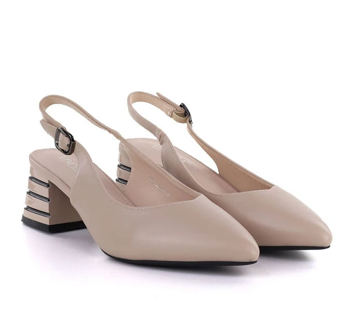 Dámské sandály s ozdobným podpatkem béžové Vinceza 26-62285