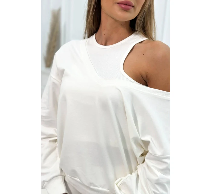 model 18754145 set halenka + top + legíny ecru - K-Fashion model 18754145 set halenka + top + legíny ecru - K-Fashion