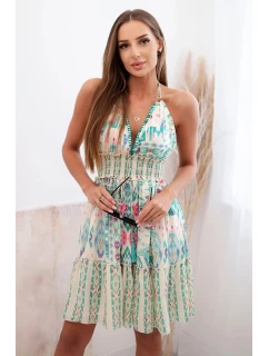 Dámské boho viskózové šaty se zavazováním model 21124998 krku mincovna - K-Fashion