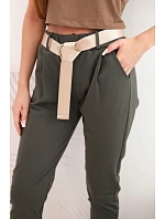 Kalhoty Punto s páskem khaki Kalhoty Punto s páskem khaki